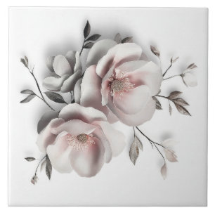 White Blush 3 D Flower Tile