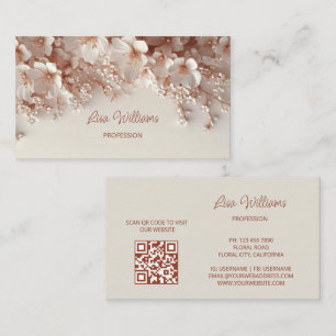 White Blush 3D Flowers Business Card