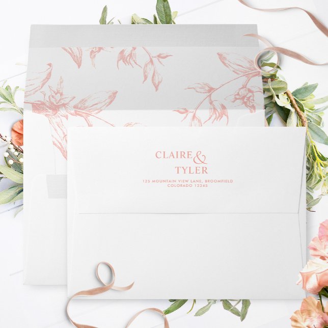 White, Blush and Peach Elegant Floral Wedding Envelope (Creator Uploaded)