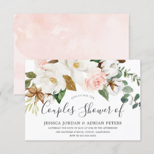 White & Blush Floral All Seasons Couples Shower Invitation