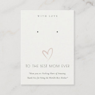 WHITE BLUSH HEART BEST MOM GIFT EARRING DISPLAY PLACE CARD