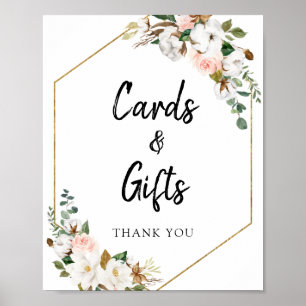 White Blush Magnolia Floral Cards and Gifts Sign