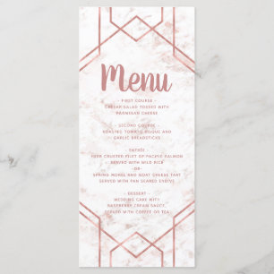 White & Blush Marble and Rose Gold Wedding Menu