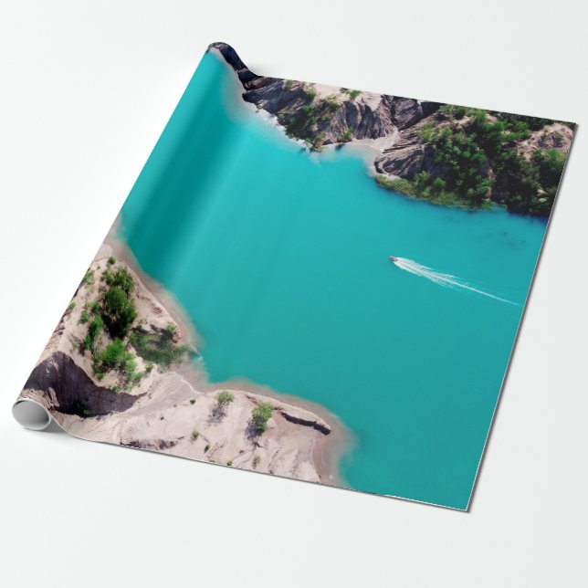 WHITE BOAT ON BLUE SEA WATER DURING DAYTIME WRAPPING PAPER (Unrolled)