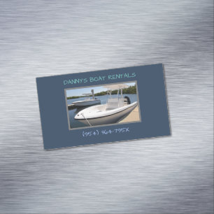 White boats in the marina boat rental  	Magnetic business card
