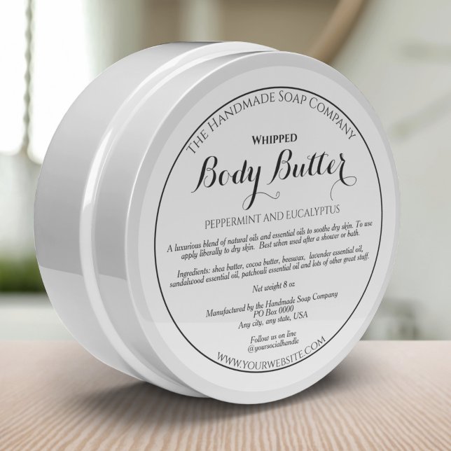 White Body Butter Product Cosmetics Jar Label (Creator Uploaded)