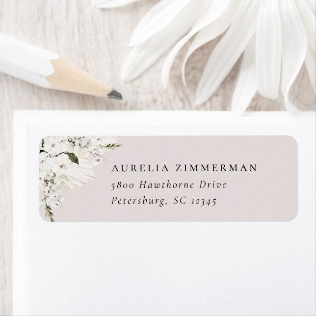 White Bohemian Floral Address Label (Insitu)