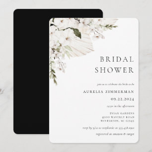 White Bohemian Floral Bridal Shower Invitation