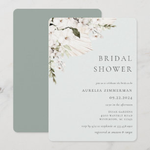 White Bohemian Floral Bridal Shower Invitation