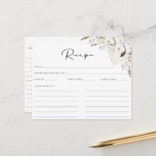 White Bohemian Floral Recipe Card