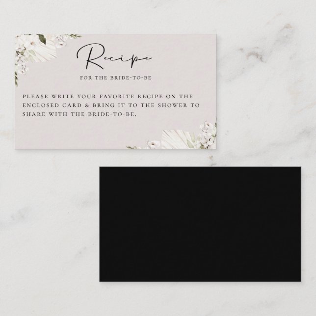 White Bohemian Floral Recipe Enclosure Card (Front/Back)