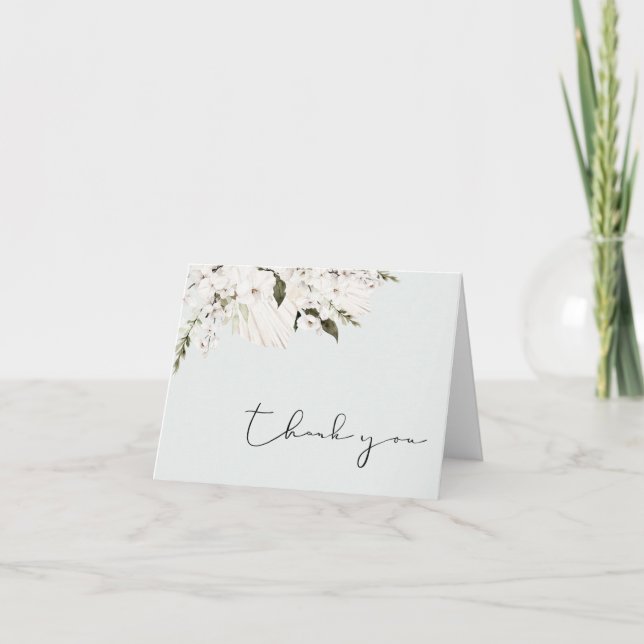 White Bohemian Floral Thank You Card (Front)