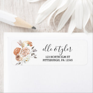 White Bohemian Rose Wedding Return Address Labels
