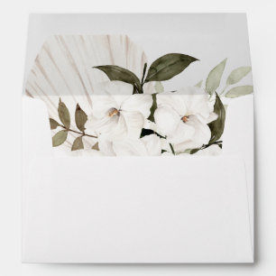 White Boho Bohemian Floral Envelope
