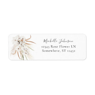 White Boho Floral Return Address Label 2