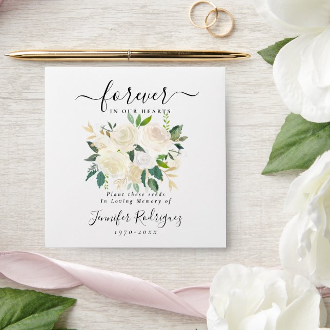 White Boho Floral Seed Packet Memorial Funeral Envelope (Wedding)