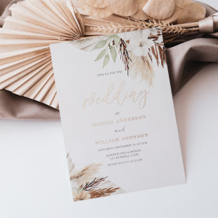 White Boho Flowers Sage Green Leaves Wedding