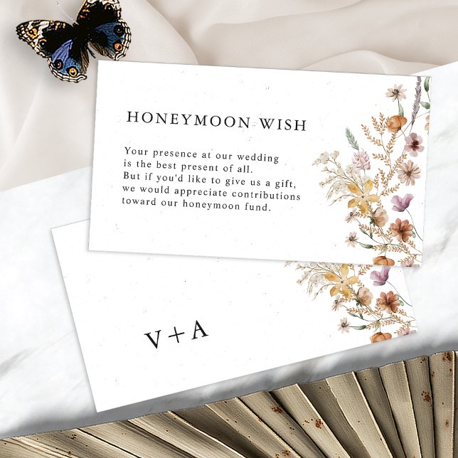 White Boho Honeymoon Wish Enclosure Card (White Boho Honeymoon Wish Enclosure Card Monogrammed by Painted Paperie
)