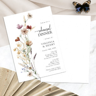 White Boho Rehearsal Dinner Invitation