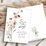 White Boho Save The Date Flat Card<br><div class="desc">This stylish & elegant White Boho Save The Date Flat Card features gorgeous hand-painted watercolor wildflowers arranged in a lovely bouquet. Find matching items in the White Boho Wildflower Wedding Collection.</div>