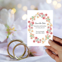 White Boho Watercolor Flowers Save the Date