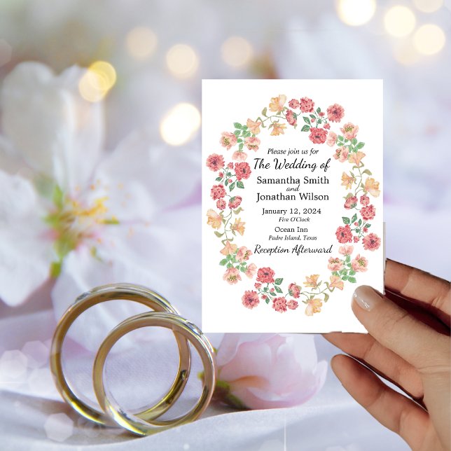 White Boho Watercolor Flowers Wedding Invitation (Creator Uploaded)