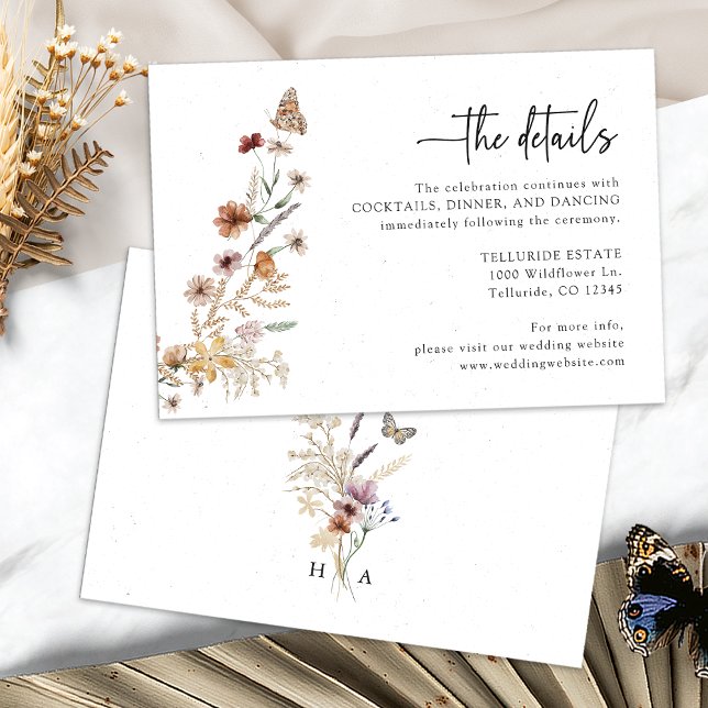 White Boho Wedding Enclosure Card (White Floral Boho Wedding Enclosure Card Monogrammed by Painted Paperie
)