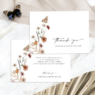 White Boho Wedding Thank You Card