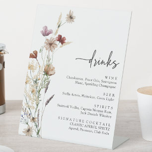 White Boho Wildflower Drink Sign