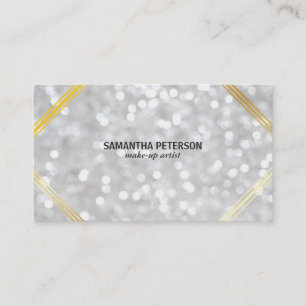 White Bokeh Gold Accents Business Card