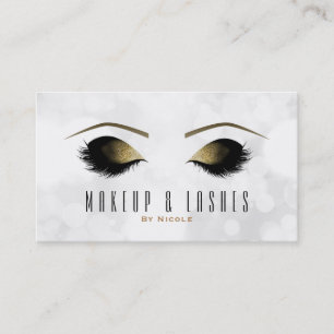 White Bokeh Lights Makeup Eyelashes Beauty Spa Business Card