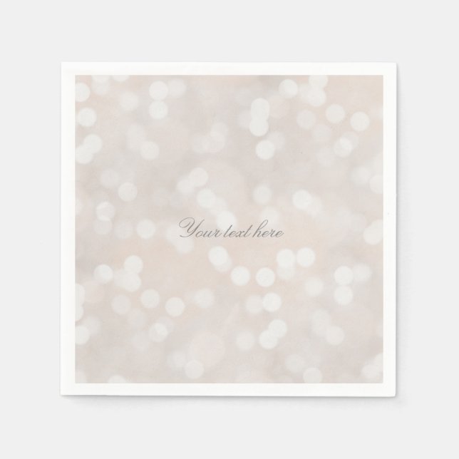 White Bokeh Modern Glamour Chic Custom Party Napkin (Front)