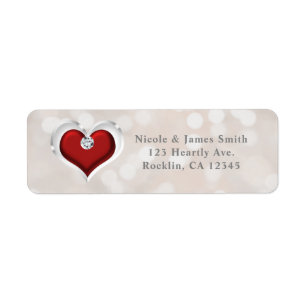 White Bokeh Red Valentine Glam Heart Invitation