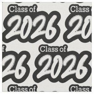 White Bold Brush Class of 2026 Fabric
