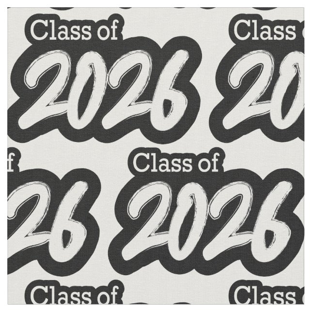 White Bold Brush Class of 2026 Fabric (Close Up)
