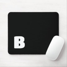 White bold initial on black