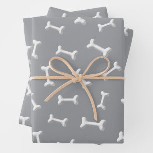 White Bones On Gray Background Custom Wrapping Paper Sheet