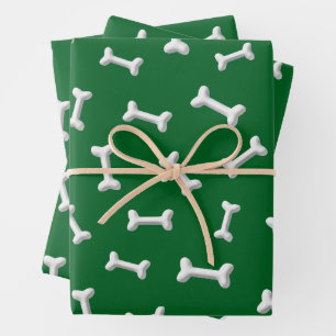 White Bones On Green Background Custom Wrapping Paper Sheet