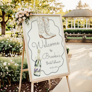 White Boots and Bubbly Bridal Shower Welcome Poster