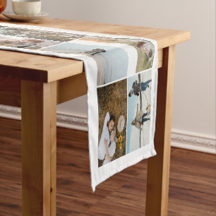 White Border 16 Photos Make Your Own Collage Short Table Runner
