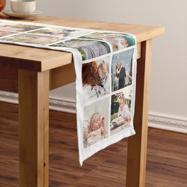 White Border 26 Photos Make Your Own Collage Medium Table Runner (In Situ)