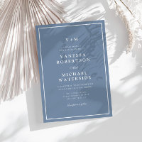 white border dusty blue QR Code wedding Invitation