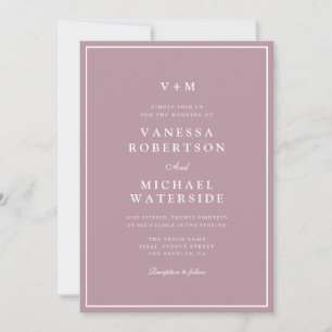 white border dusty rose QR Code wedding Invitation