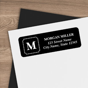 White Border Monogram Name Editable Colour Address