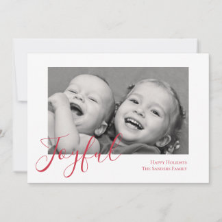 White Border Photo Artistic Red Joyous Holiday Card