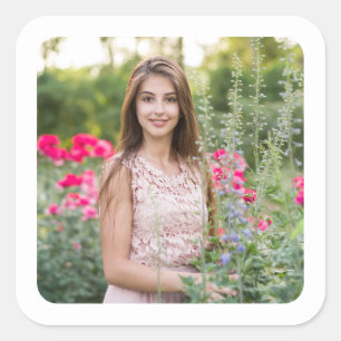 White Border Photo Square Sticker