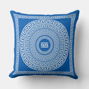 White Borders on Grey Blue Background  Cushion