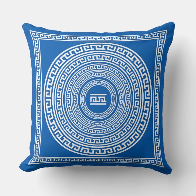 White Borders on Grey Blue Background  Cushion (Front)