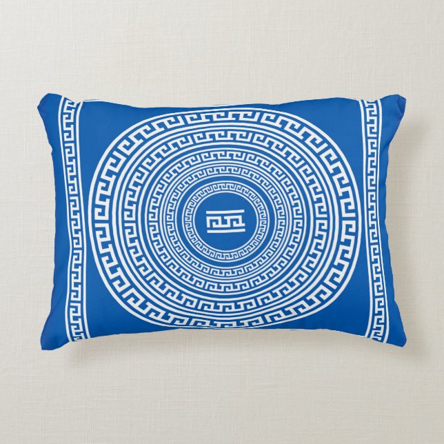 White Borders on Grey Blue Background  Decorative Cushion (Front)