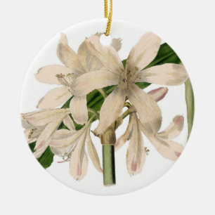 White Botanical Christmas Lily Ceramic Tree Decoration